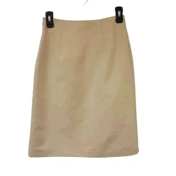 Wanko Women's Ivory Poly Faux Sueded Studded Lined Straight Pencil Straight Skir - Picture 5 of 9